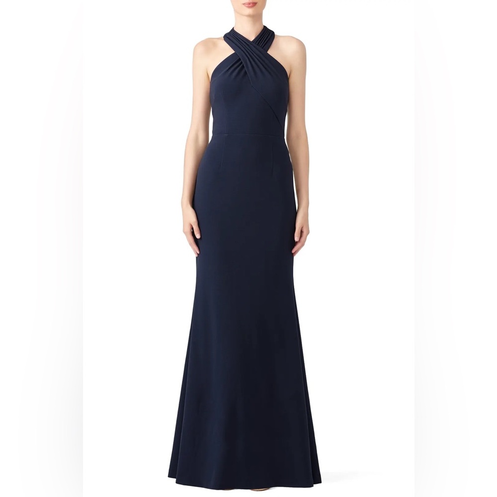 JS Collection navy ottoman gown